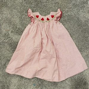 Southern Sunshine Kids smocked seersucker watermelon dress